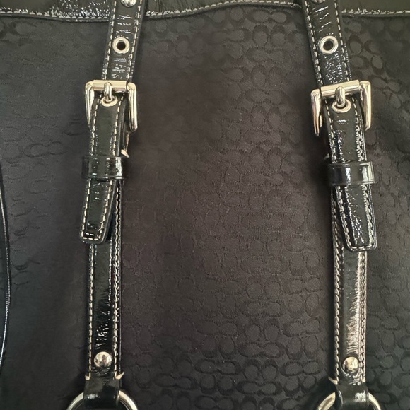 Coach Gallery Tote Shoulder Bag Signature Black Patent Leather F12344 - Picture 16 of 16
